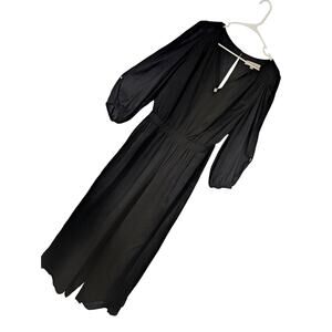 NWT! LOFT! RICH BLACK POUF SLEEVE, GATHERED WAIST JUMPSUIT, ONESIE, ROMPER! 16